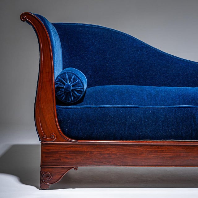 Blue Antique French Chaise Lounge, 1830 For Sale - Image 8 of 12