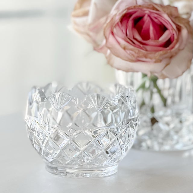 This Vintage Art Deco Style Vintage Crystal Trinket Dish, or sugar bowl from Bohemia Crystal is a beautifully crafted...