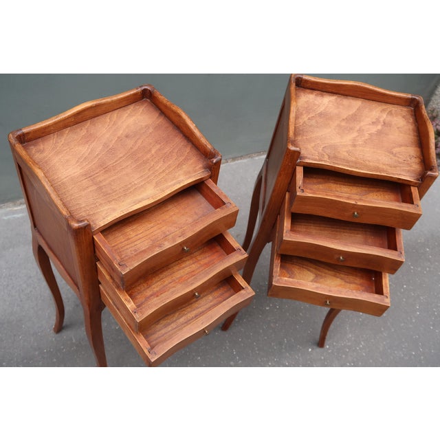 Wood Pair of French Louis XV Style Tiny Side Tables Nightstands For Sale - Image 7 of 13