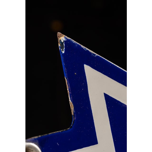 1960s Double-Sided Porcelain "Service Entrance" Arrow Sign For Sale - Image 13 of 15
