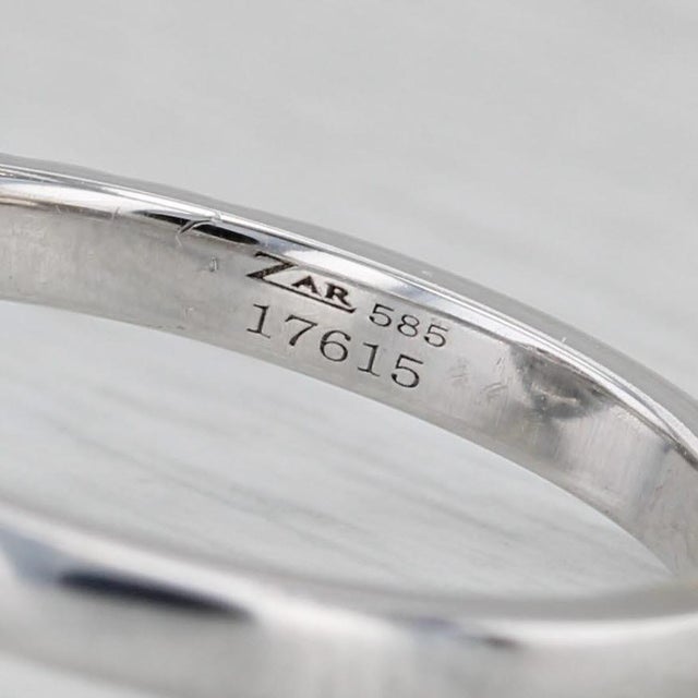 Metal 1.32ctw Emerald Diamond Halo Teardrop Ring 14k White Gold Size 6.5 Engagement For Sale - Image 7 of 9