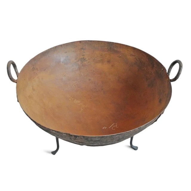 Farmhouse Vintage Iron Kadai Fire Bowl / Planter For Sale - Image 3 of 6