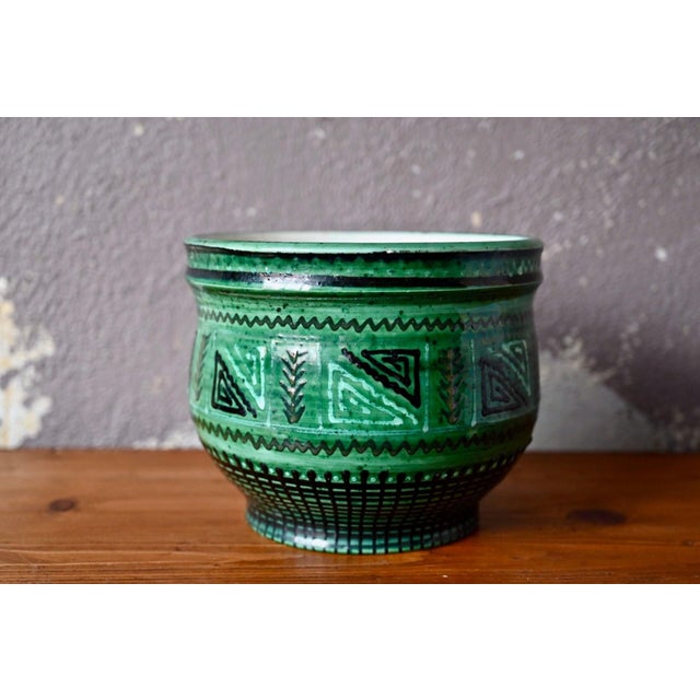 Green Glazed Earthenware Cachepot, 1940s For Sale - Image 10 of 10