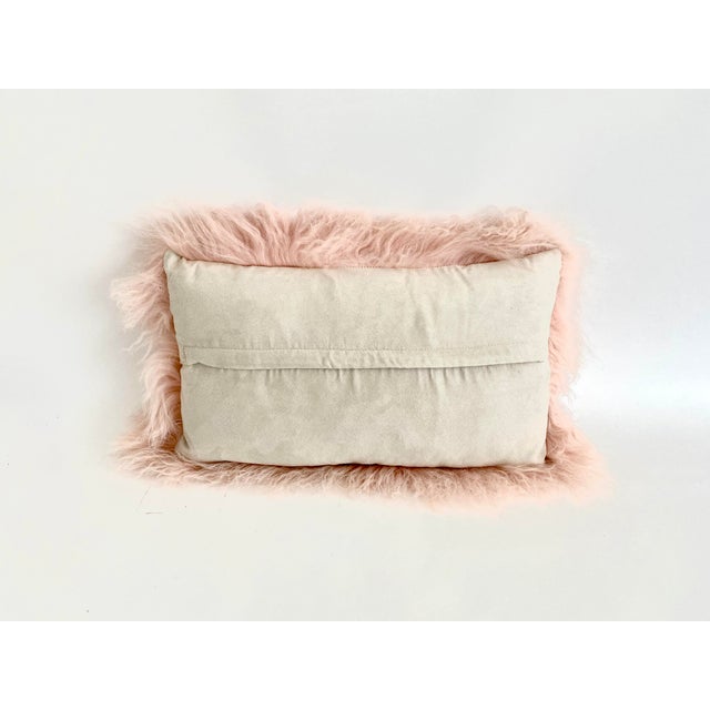 Tibetan Pink Curly Lamb Pillow W/ Down Insert For Sale - Image 4 of 5