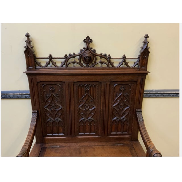 Antique Neo-Gothic Sensational Chest Bench, 1880 For Sale - Image 12 of 14
