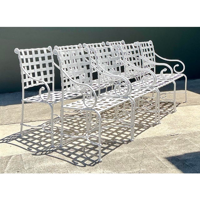 This exceptional set of eight "Florentine" collection dining chairs by the iconic Brown Jordan is a masterclass in mid-...