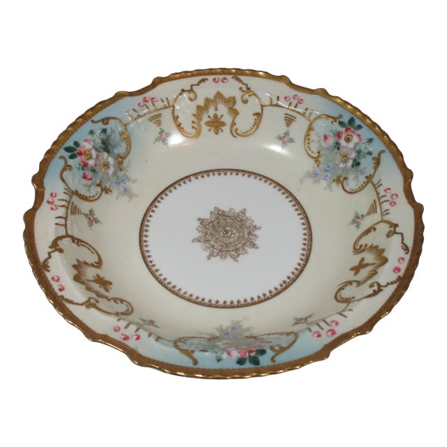 1940s French Limoges Hand Painted Bowl For Sale