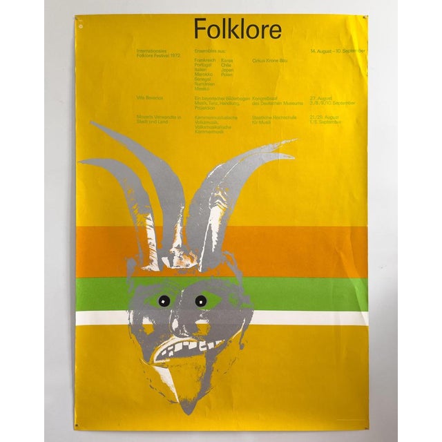 The Piece Designed by Otl Aicher for the cultural program of the 1972 Munich Olympics, this original vintage poster...