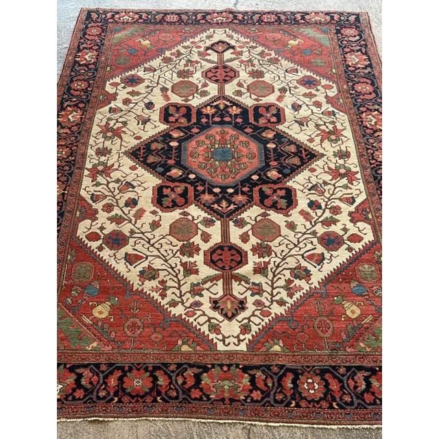 Traditional Rare Antique Malayer Rug | Ivory Field | 4'6" X 6'6" For Sale - Image 3 of 6