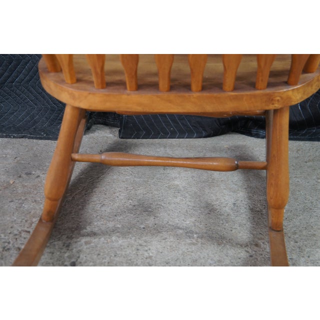 Antique Early 20th Century Windsor Style Oak Colonial Rocking Chair Rocker For Sale - Image 9 of 12
