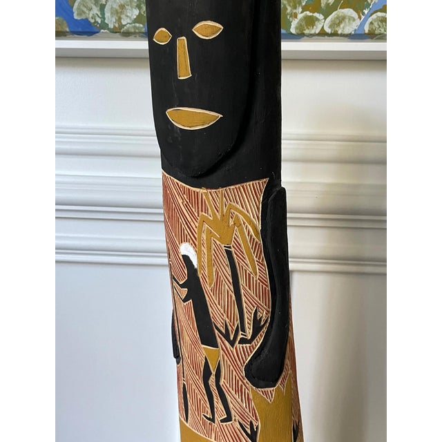 Wood Australian Aboriginal Carved Ancestor Figure with Ochre Paint For Sale - Image 7 of 14
