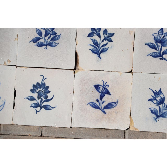 Ceramic Antique 18th Century Portuguese Faience Tiles With Delicate Botanical Designs Set of 27 For Sale - Image 7 of 18