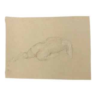 Original Male Figure Charcoal Drawing For Sale