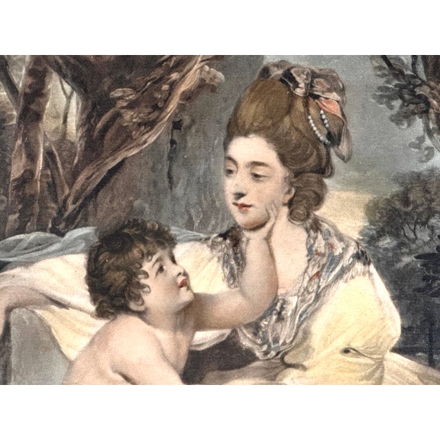 Antique Framed Mezzotint of Mother & Child for your consideration. The framed print measures approx. 15 3/4 inches X 19...