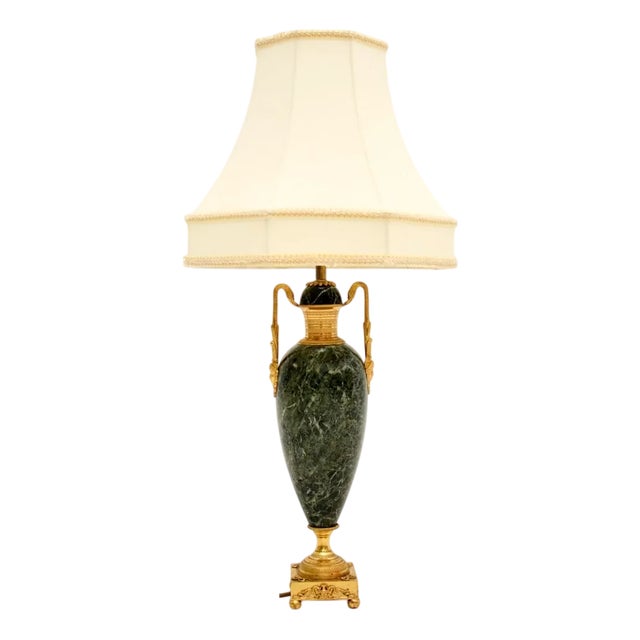 Antique French Marble and Gilt Metal Table Lamp, 1890s For Sale