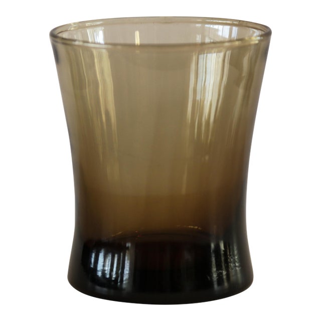 1970s Anchor Hocking Linden Mocha Glass Flared Lowball – 12oz, Retro Mid-Century Design For Sale