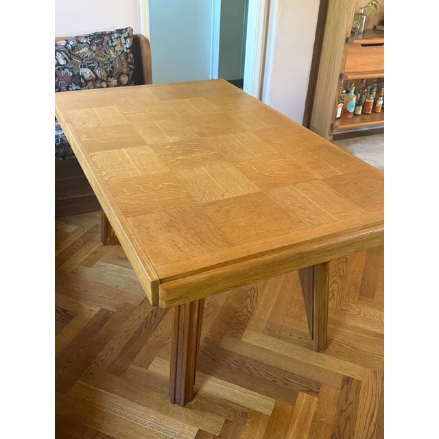 Vintage French 1940’s Wood Dining Table With Parquetry Checkered Top For Sale - Image 11 of 12