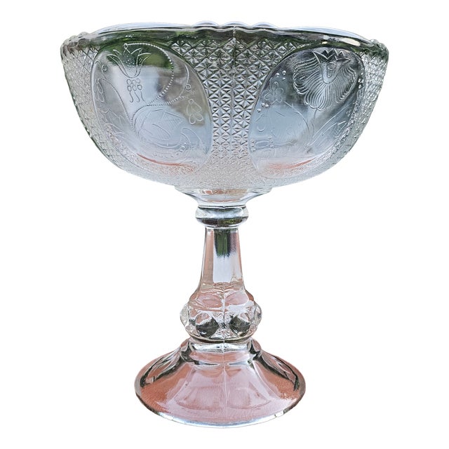 Glass Serving Platter with Medallions Pattern from Ząbkowice Glassworks, 1970s For Sale