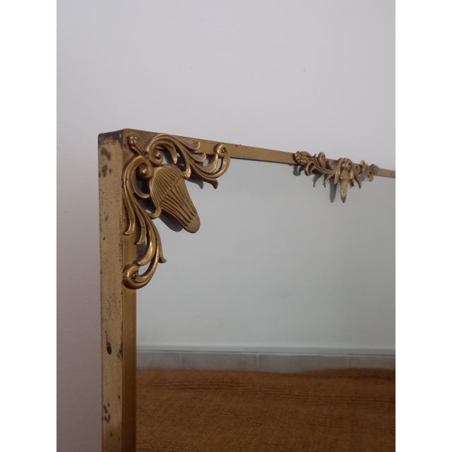 Rectangular Shaped Brass Mirror with Decorative Elements, 1950s For Sale - Image 9 of 9