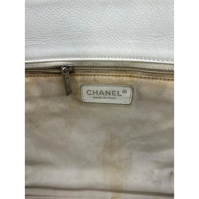 Contemporary Chanel Quilted White Caviar Grand Shopper Tote For Sale - Image 3 of 12