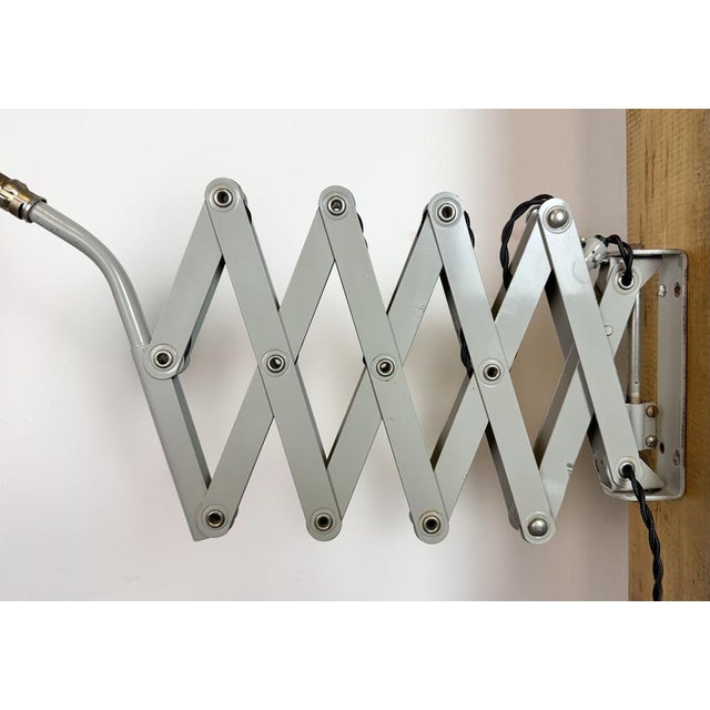 Industrial German Grey Scissor Wall Lamp from SIS, 1960s For Sale - Image 11 of 18