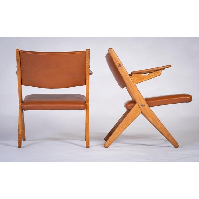 Vintage set of architectural armchairs designed by Arne Hovmand Olsen and produced in Denmark, 1970’s. The seat and...