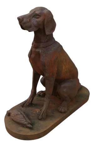 Cast Iron Statue of Hunting Dog Retrieving a Pheasant, 1960s
