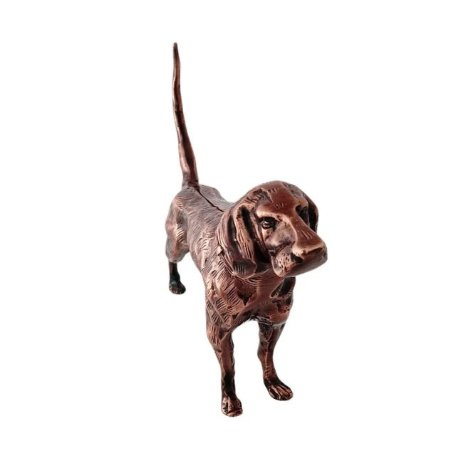 Metal Antique Copper Finish Metal Dog Sculptures For Sale - Image 7 of 7
