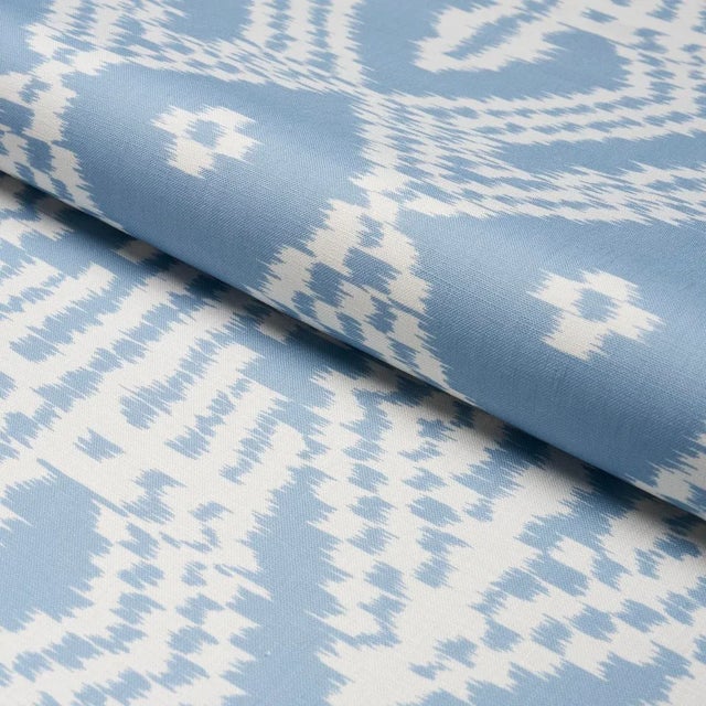 Schumacher Schumacher Asaka Ikat Fabric In Chambray For Sale - Image 4 of 6