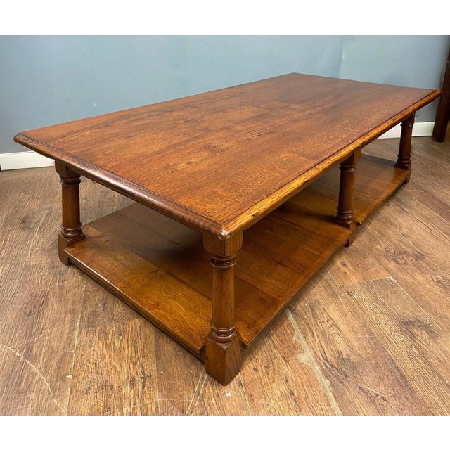 Brown Farmhouse Oak Refectory Coffee Table For Sale - Image 8 of 17