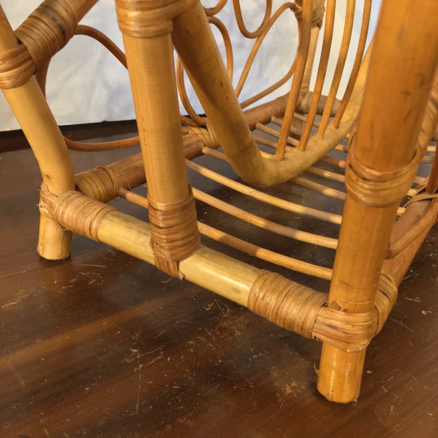 Chestnut 1960s Small Mid Century Rattan Magazine Rack For Sale - Image 8 of 12