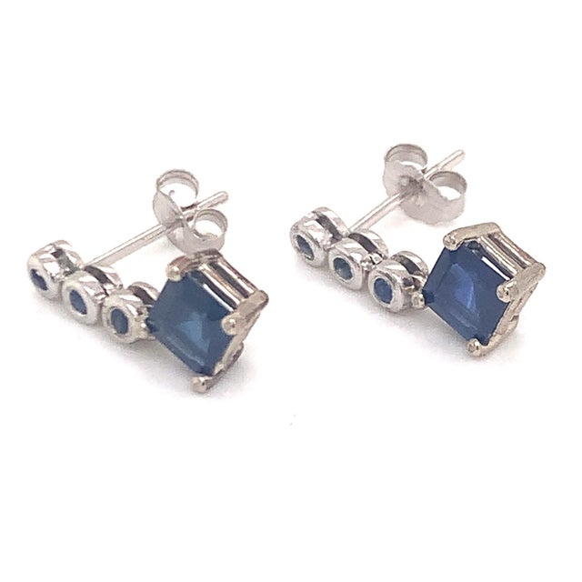 Natural Sapphire Dangle Earrings 14k Gold 1.32 TCW Certified For Sale In New York - Image 6 of 11