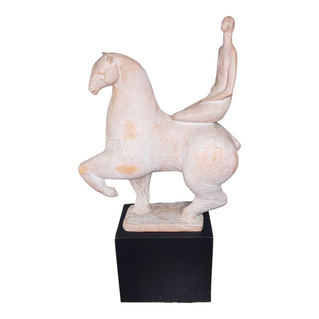 Austin Productions Horse Rider Art Pottery Sculpture Signed Ken G, 1968 For Sale