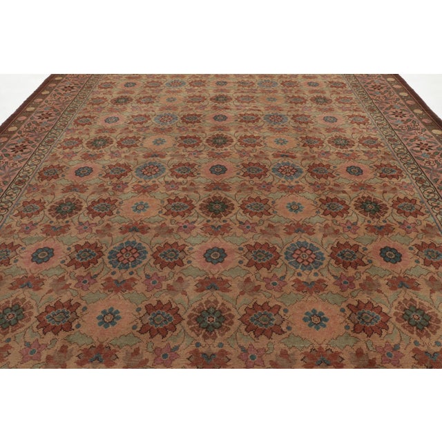 1900 - 1909 Oversized Antique 20th Century English Needlepoint Rug in Brown - Rug & Kilim For Sale - Image 5 of 7