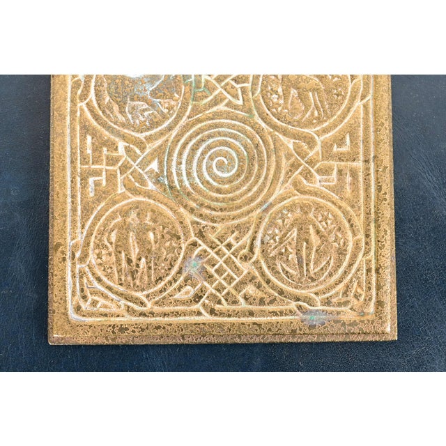 Metal Tiffany Studios New York Zodiac Bronze Doré Notepad Holder For Sale - Image 7 of 15