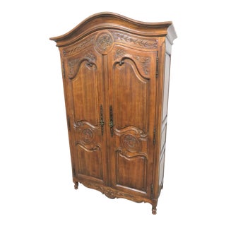 Louis XV Hand Carved Walnut Armoire For Sale