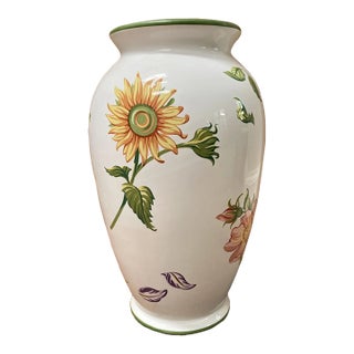 Vintage MCM Tiffany & Co. 10” Ceramic Vase "Tiffany Petals" 1998 Made in Portugal For Sale