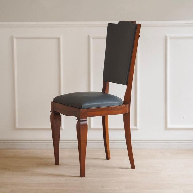 Art Deco Chairs with Petrol Faux Leather Seats, 1930s, Set of 6 For Sale - Image 16 of 18