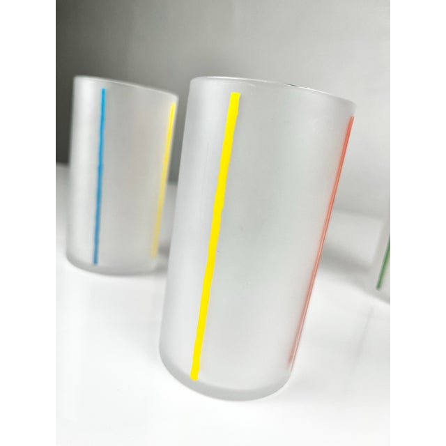Boho Chic Vintage Frosted Stripe Tumblers- Set of 4 For Sale - Image 3 of 7