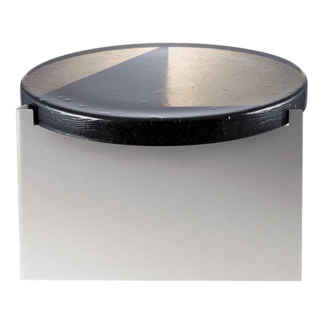 Alwa One Big Side Table with Smoky Grey Top & Brushed Stainless Steel Base by Sebastian Herkner for Pulpo For Sale
