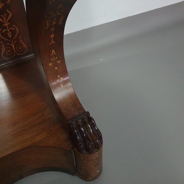French Trumeau Side Table with Wood Inlay, 1830s For Sale - Image 6 of 18