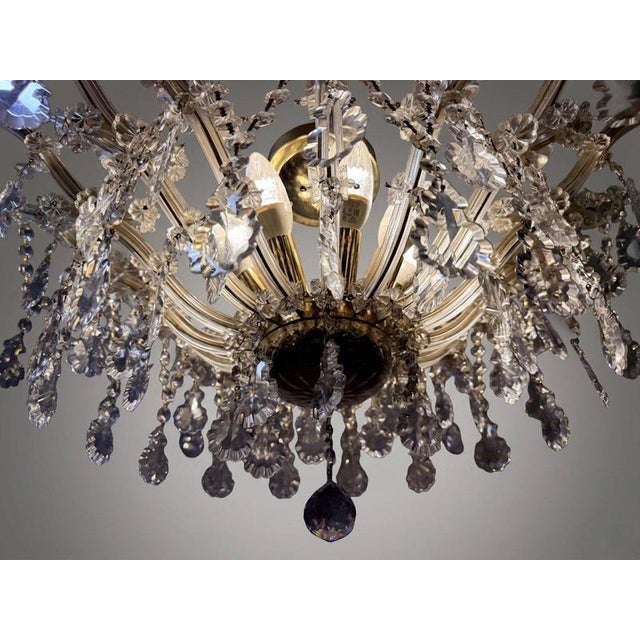 Marie Theresa Brass and Crystal 8-Light Semi Flush Chandelier For Sale - Image 6 of 8
