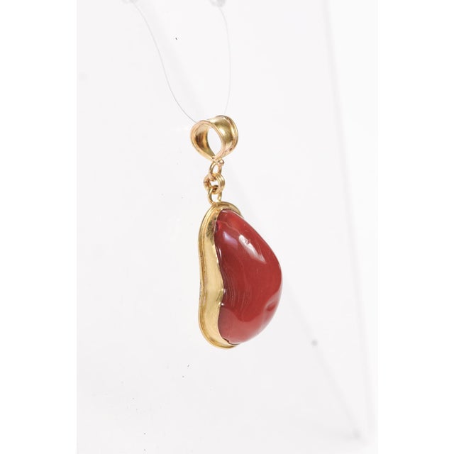 Coral Pendant W 21k Gold Trim & Bail For Sale - Image 4 of 8