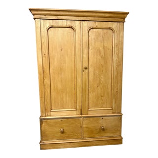 19th Century English Pine Wardrobe For Sale