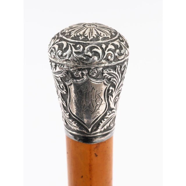 Silver Antique English Silver Topped Walking Stick Cane For Sale - Image 8 of 14