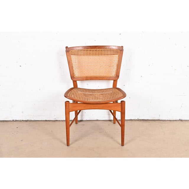 Finn Juhl for Baker Furniture Teak and Cane Side Chair, 1950s Chairish