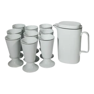 Vintage French Coffee Set in Limoges Porcelain, Signed George Boyer- 10 Pieces