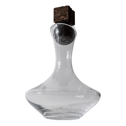 Vintage Wine Decanter with Rounded Glass Body, 1990s For Sale