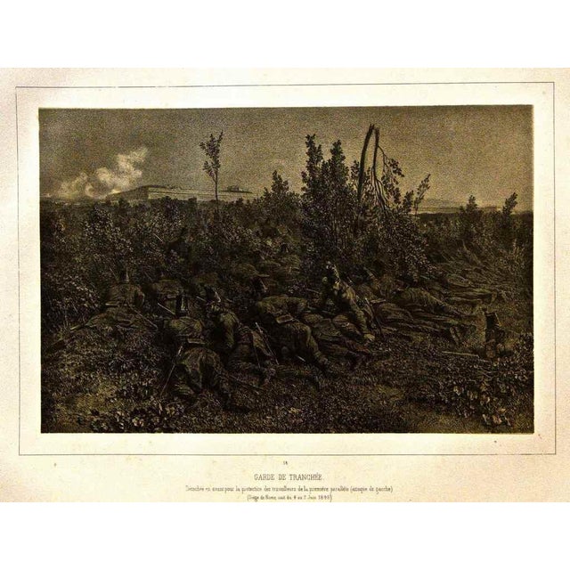 Lithograph on paper. Battle scene. Plate n.14. Title and in french. Signed in the plate. Very good condition. This piece...