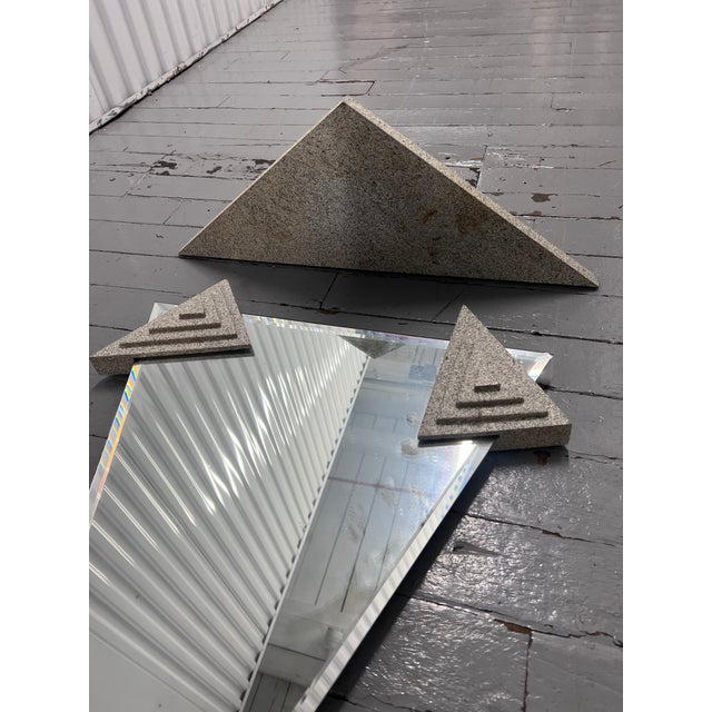 Postmodern Postmodern Geometric Mirror With Sculptural Base – Stone Composite / 1980s Style For Sale - Image 3 of 4